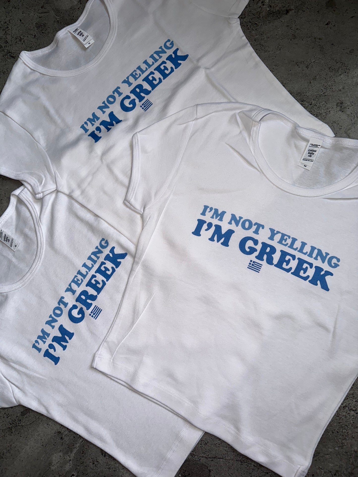 "I'm Not Yelling, I'm Greek" Baby T Shirt